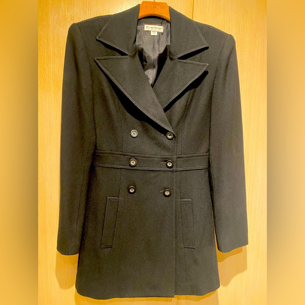 Bebe double breasted peacoat rayon blend blazer size 2